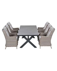 Marbella tuinset 7-delig vin. willow - Sintra tuintafel 240x100 cm