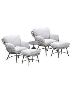 Selene loungestoelen taupe - Mati bijzettafel Ø50x48 cm