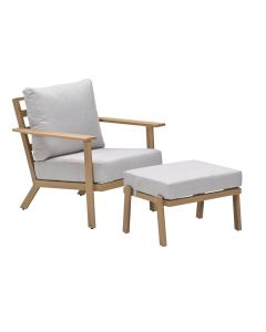 Ariana loungestoel light teak look incl voetenbank