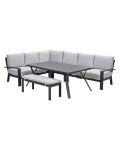 Camilo lounge dining set 6-delig links - donker grijs