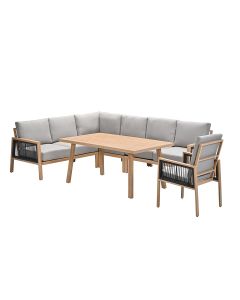 San Capri lounge dining set 6-delig incl. stoel - light teak aluminium