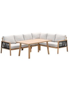 San Capri lounge dining set 5-delig rechts - light teak aluminium