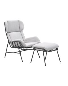 Fresno loungestoel incl. voetenbank - donker grijs