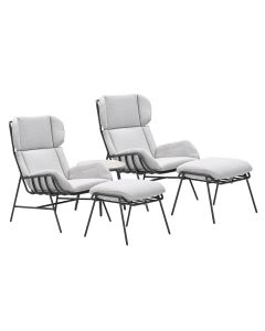 Fresno loungestoelen donker grijs - Lucas bijzettafel Ø50 cm