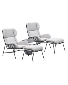 Fresno loungestoelen donker grijs - Mati bijzettafel Ø50x48 cm