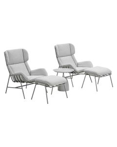 Fresno loungestoelen taupe - Mati bijzettafel Ø50x48 cm