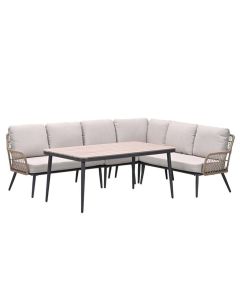 Kalibo hoek lounge dining set 5-delig rechts - desert sand