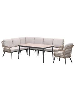 Kalibo lounge dining set 6-delig links incl stoel - desert sand