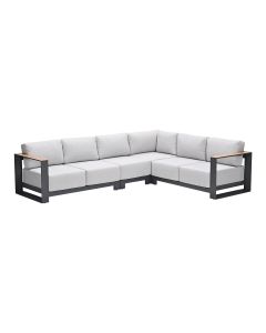 Malakka loungebank 4-delig - light teak look