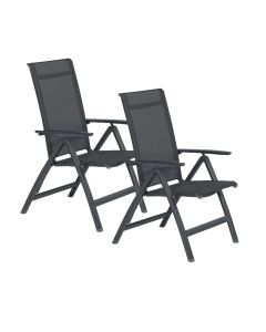 Santana tuinstoel verstelbaar donker grijs - 2 stuks