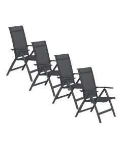 Santana tuinstoel verstelbaar donker grijs - 4 stuks