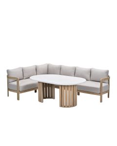 Sirocco lounge dining set 3-delig links - acacia - grey sand