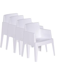Garden Impressions Tuinstoel Box wit - 4 stuks Kunststof