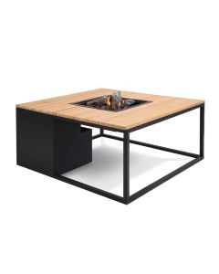 Cosiloft lounge vuurtafel 100 cm zwart - teak top