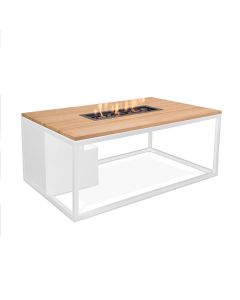 Cosiloft lounge vuurtafel 120 cm wit - teak top