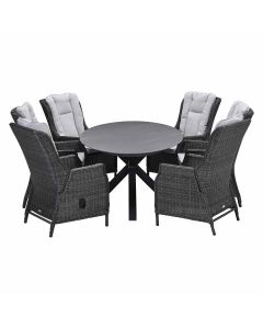 Marbella verstelbare tuinset 7-delig donker grijs - Scot tuintafel 230x115 cm