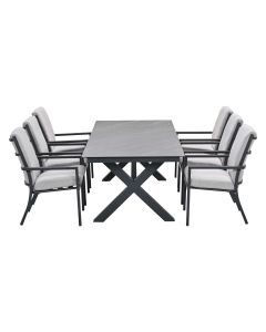 Senja tuinset 7-delig desert sand - Sintra tuintafel 240x100 cm - napoli sand