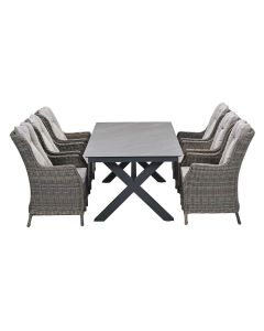 Marbella tuinset 7-delig havanna sand - Sintra tuintafel 240x100 cm - napoli sand
