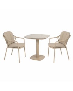 Manitoba bistro tuinset 3-delig Manolo tuintafel 75x75 cm - latte