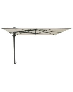 Braga zweefparasol 355x300 cm - mellow silver olefin - chestnut kleurig frame