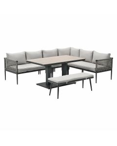 Burela - Brugge lounge dining set 6-delig rechts - taupe