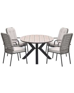 Aleria tuinset 5-delig desert sand - Tulli tuintafel 180x115 cm - light teak vironwood