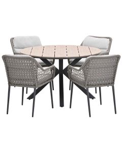 Pemba tuinset 5-delig - Tulli tuintafel Ø122x75 cm - light teak vironwood