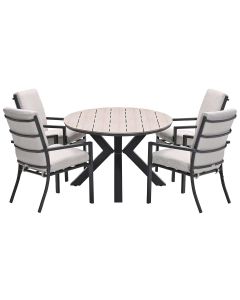 Senja tuinset 5-delig desert sand - Tulli tuintafel 180x115 cm - light teak vironwood