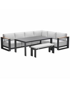 Malakka lounge dining set 6-delig - valley sand - light teak look
