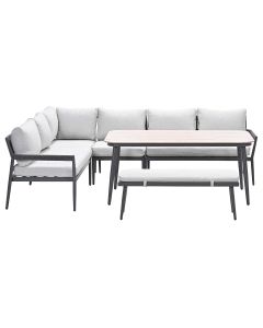 Tineo lounge dining set 6-delig - donker grijs