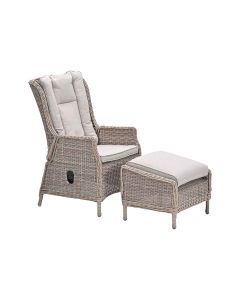 Marbella loungestoel verstelbaar incl. voetenbank - vintage willow