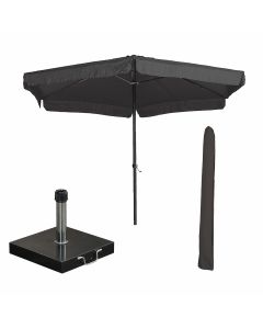 Delta stokparasol Ø300 cm donker grijs incl 40 kg Cosmo parasolvoet en parasolhoes
