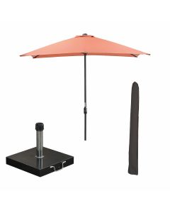 Lotus stokparasol 250x250 cm - koper incl 40 kg Cosmo parasolvoet en parasolhoes