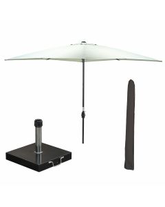 Lotus stokparasol 250x250 cm - olijf incl 40 kg Cosmo parasolvoet en parasolhoes