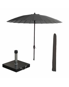 Manilla stokparasol Ø250 cm - donker grijs incl 40 kg Cosmo parasolvoet en parasolhoes
