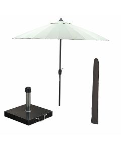 Manilla stokparasol Ø250 cm - olijf incl 40 kg Cosmo parasolvoet en parasolhoes