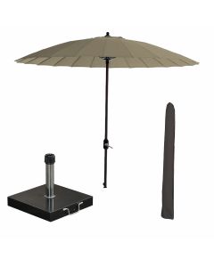 Manilla stokparasol Ø250 cm - taupe incl 40 kg Cosmo parasolvoet en parasolhoes