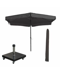 Delta stokparasol Ø300 cm donker grijs incl 40 kg Eureka parasolvoet en parasolhoes