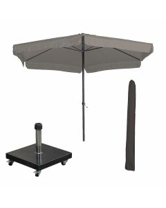 Delta stokparasol Ø300 cm taupe incl 40 kg Eureka parasolvoet en parasolhoes