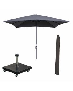 Lotus stokparasol 250x250 cm donker grijs incl 40 kg Eureka parasolvoet en parasolhoes