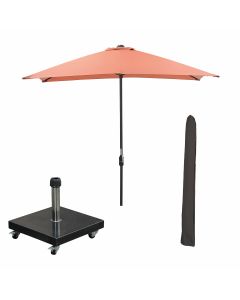 Lotus stokparasol 250x250 cm - koper incl 40 kg Eureka parasolvoet en parasolhoes