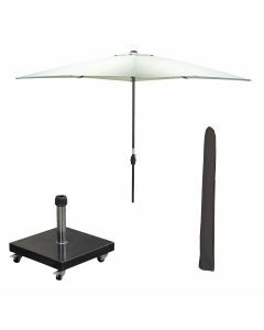 Lotus stokparasol 250x250 cm - olijf incl 40 kg Eureka parasolvoet en parasolhoes