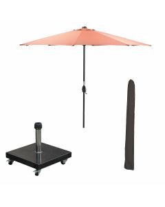 Lotus stokparasol Ø300 cm - koper incl 40 kg Eureka parasolvoet en parasolhoes