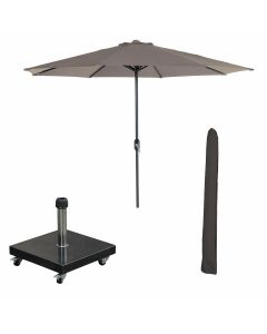 Lotus stokparasol Ø300 cm - taupe incl 40 kg Eureka parasolvoet en parasolhoes