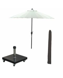 Manilla stokparasol Ø250 cm - olijf incl 40 kg Eureka parasolvoet en parasolhoes