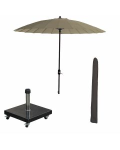 Manilla stokparasol Ø250 cm - taupe incl 40 kg Eureka parasolvoet en parasolhoes