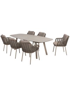 Puglia tuinset 7-delig - Manolo tuintafel 240x103 cm - printed ceramic latte