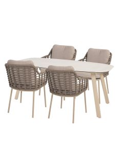 Puglia tuinset 5-delig - Manolo tuintafel 180x95 cm - printed ceramic latte