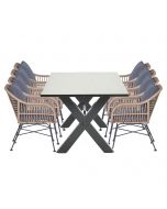 Lucas tuinset 9-delig bruin - New Castle tuintafel 300x100 cm
