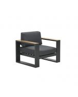 Plaza loungestoel - donker grijs met teaklook